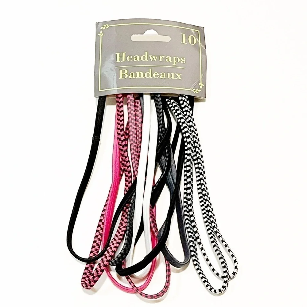 NWT! Brand new pack of 10 pink, black, white, headwraps, head-bands bandeaux. OS